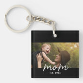 Mom Established Modern Script Photo Schlüsselanhänger (Vorderseite)