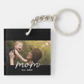 Mom Established Modern Script Photo Schlüsselanhänger (Rückseite)