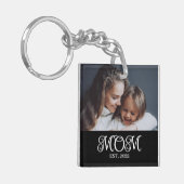 Mom Established Modern Script Photo Schlüsselanhänger (Vorderseite links)