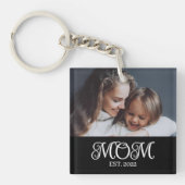 Mom Established Modern Script Photo Schlüsselanhänger (Vorderseite)