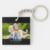 Mom Established Modern Script Photo Schlüsselanhänger (Rückseite)
