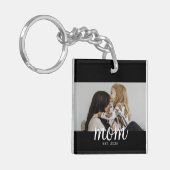 Mom Established Modern Script Photo Schlüsselanhänger (Vorderseite links)