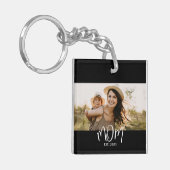 Mom Established Modern Script Photo Schlüsselanhänger (Vorderseite links)