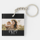 Mom Established Modern Script Photo Schlüsselanhänger (Rückseite)