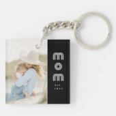 Mom Established Modern Script Photo Schlüsselanhänger (Rückseite)