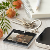 Mom Established Modern Script Photo Schlüsselanhänger (Vorderseite rechts)