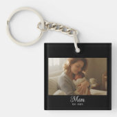 Mom Established Modern Script Photo Schlüsselanhänger (Vorderseite)