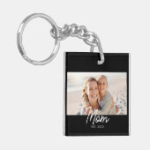 Mom Established Modern Script Photo Schlüsselanhänger (Vorderseite links)