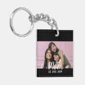 Mom Established Modern Script Photo Schlüsselanhänger (Vorderseite links)