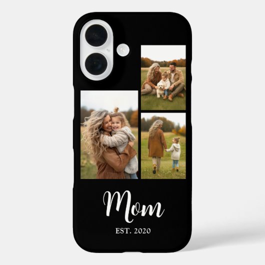 Mom Established Modern Script Text Black 3 Photo Case-Mate iPhone Hülle (Rückseite)