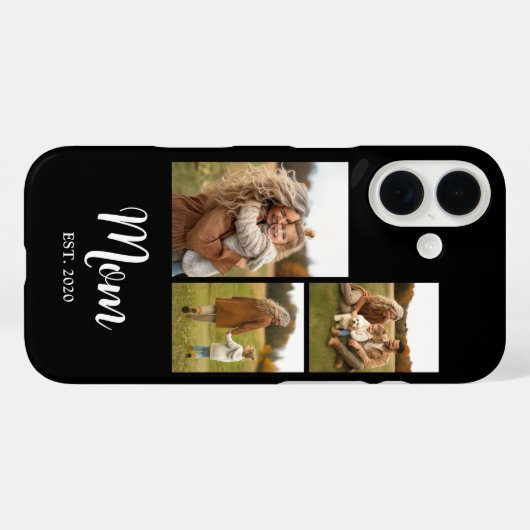 Mom Established Modern Script Text Black 3 Photo Case-Mate iPhone Hülle (Rückseite (Horizontal))