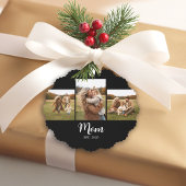 Mom Established Modern Script Text Black 3 Photo Ornament Karte