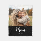 Mom Established Modern Typography Photo Black Fleecedecke (Vorderseite)