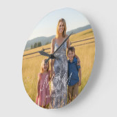 Mom Established Modern White Script Photo Große Wanduhr (Winkel)