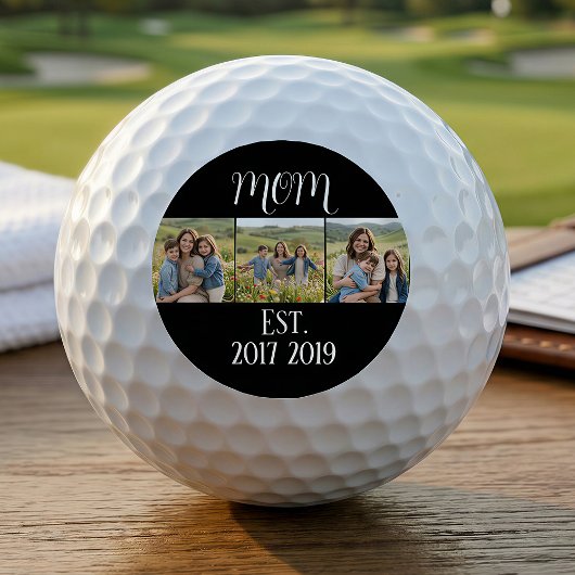 Mom Established ModernBold Script Black 3 Photo Golfball