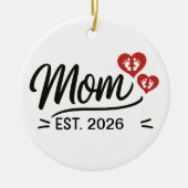 Mom Established Mothers Day Name Year Script Heart Keramik Ornament (Vorne)
