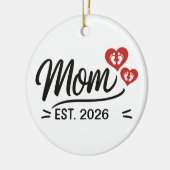 Mom Established Mothers Day Name Year Script Heart Keramik Ornament (Links)