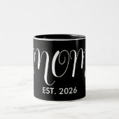Mom Established New Mom Big Script Heart Zweifarbige Tasse (Mittel)