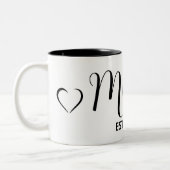 Mom Established New Mom Big Script Heart Zweifarbige Tasse (Links)