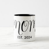 Mom Established New Mom Big Script Heart Zweifarbige Tasse (Mittel)