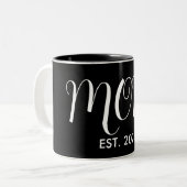 Mom Established New Mom Big Script Zweifarbige Tasse (Vorderseite Links)