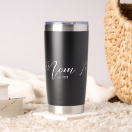 Mom Established New Mom Gift Black Thermobecher