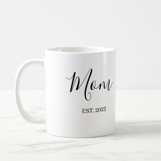 Mom Established New Mom Gift Minimalist Kaffeetasse (Links)