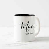 Mom Established New Mom Gift Minimalist Zweifarbige Tasse (VorderseiteRechts)