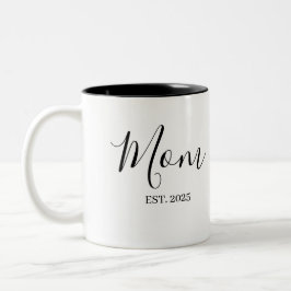 Mom Established New Mom Gift Minimalist Zweifarbige Tasse