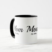 Mom Established New Mom Gift Two-Tone Coffee Mug Tasse (Vorderseite Links)