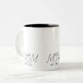 Mom Established New Mom Gift Two-Tone Coffee Mug Zweifarbige Tasse (Vorderseite Links)