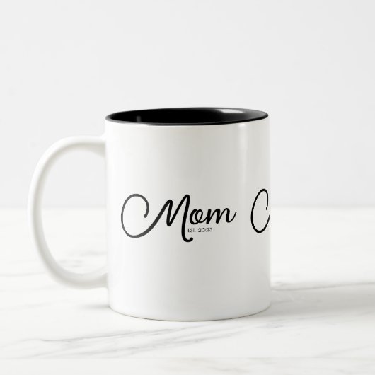 Mom Established New Mom Gift Two-Tone Coffee Mug Zweifarbige Tasse (Links)