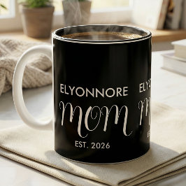 Mom Established New Mom Gift White Custom Name Zweifarbige Tasse
