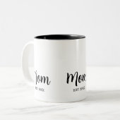Mom Established New Mom Gift Zweifarbige Tasse (Vorderseite Links)