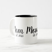 Mom Established New Mom Gift Zweifarbige Tasse (Vorderseite Links)