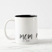 Mom Established New Mom Gift Zweifarbige Tasse (Links)