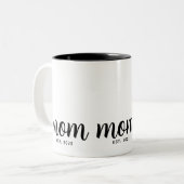 Mom Established New Mom Gift Zweifarbige Tasse (Vorderseite Links)