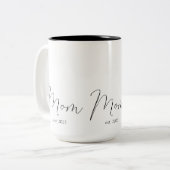 Mom Established New Mom Gift Zweifarbige Tasse (Vorderseite Links)