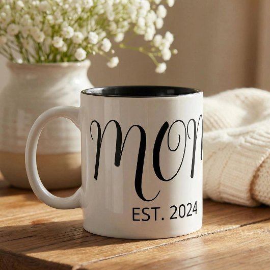 Mom Established New Mom Gift Zweifarbige Tasse