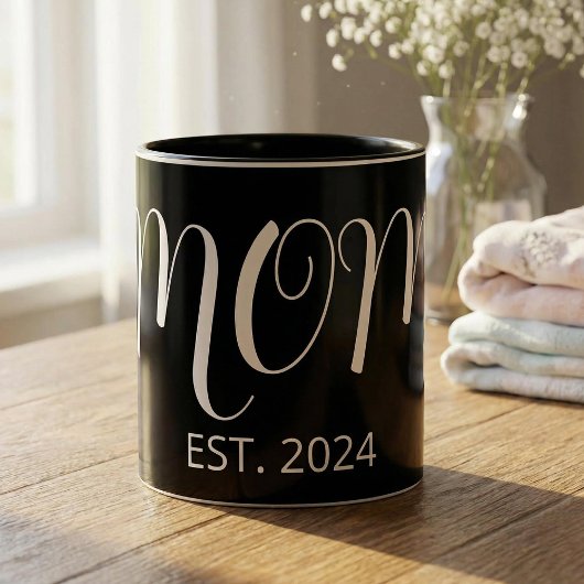 Mom Established New Mom Gift Zweifarbige Tasse