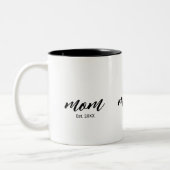 Mom Established New Mom Script Gift Zweifarbige Tasse (Links)