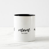 Mom Established New Mom Script Gift Zweifarbige Tasse (Mittel)