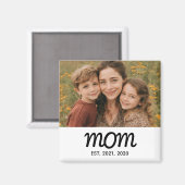Mom Established Photo Gift Magnet (Vorderseite/Rückseite)