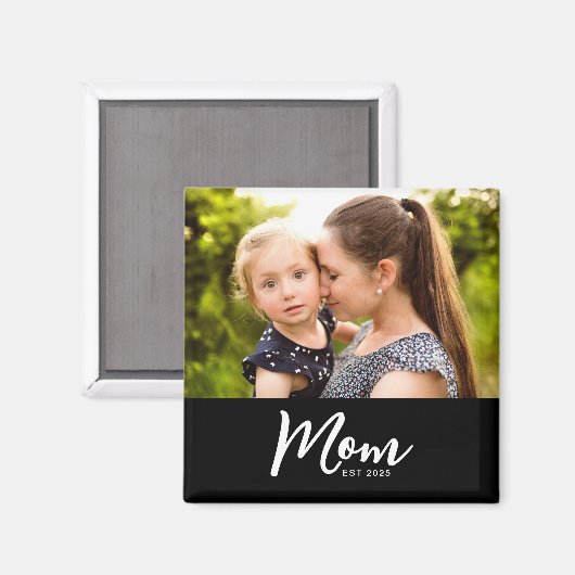 Mom Established Photo Gift Magnet (Vorderseite/Rückseite)