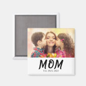 Mom Established Photo Gift Magnet (Vorderseite/Rückseite)