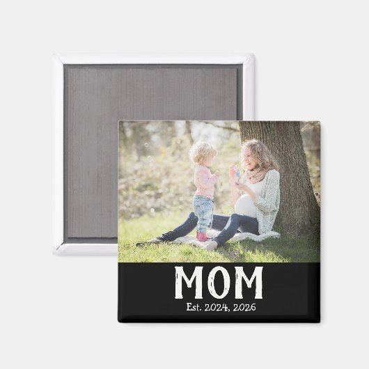 Mom Established Photo Gift Magnet (Vorderseite/Rückseite)