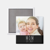 Mom Established Photo Gift Magnet (Vorderseite/Rückseite)