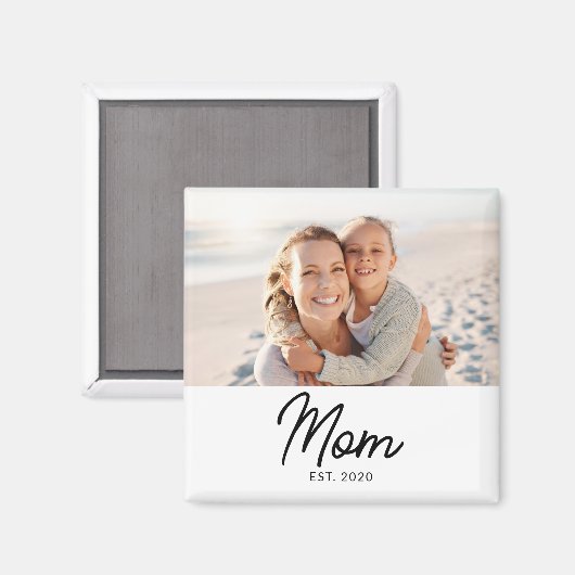 Mom Established Photo Gift Magnet (Vorderseite/Rückseite)