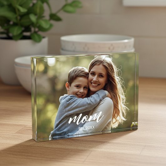 Mom Established Photo Mother's Day Acrylic Block