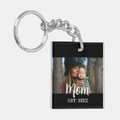 Mom Established Photo Mother's Day Black Schlüsselanhänger (Vorderseite links)